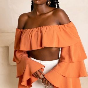 Strapless Ruffle Crop Top